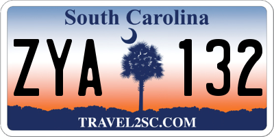 SC license plate ZYA132