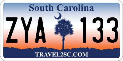 SC license plate ZYA133