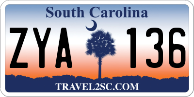 SC license plate ZYA136