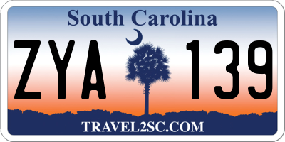 SC license plate ZYA139