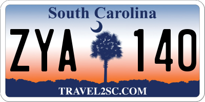SC license plate ZYA140
