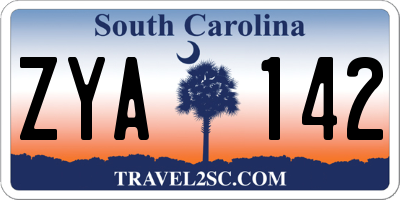 SC license plate ZYA142