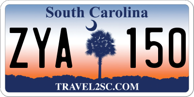 SC license plate ZYA150