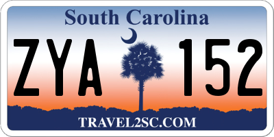 SC license plate ZYA152