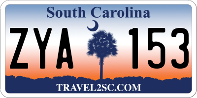 SC license plate ZYA153