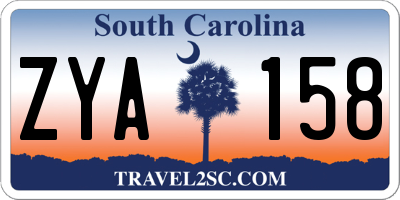 SC license plate ZYA158