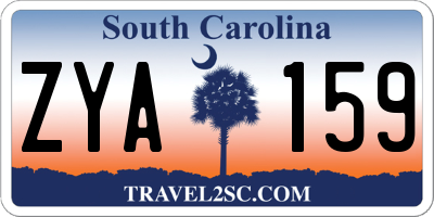 SC license plate ZYA159