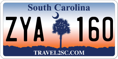 SC license plate ZYA160