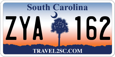 SC license plate ZYA162