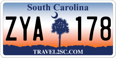 SC license plate ZYA178