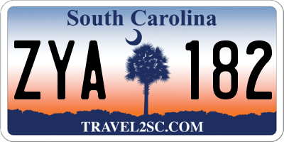 SC license plate ZYA182