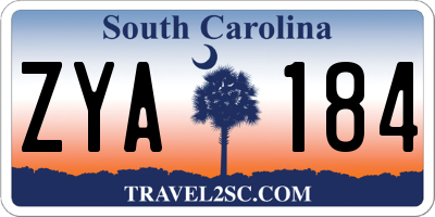 SC license plate ZYA184