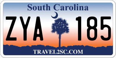 SC license plate ZYA185