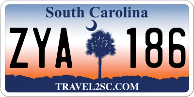 SC license plate ZYA186