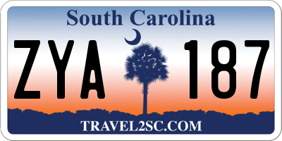 SC license plate ZYA187