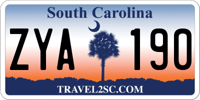 SC license plate ZYA190
