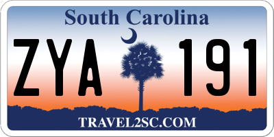 SC license plate ZYA191