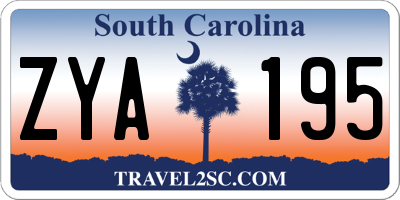 SC license plate ZYA195