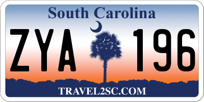 SC license plate ZYA196