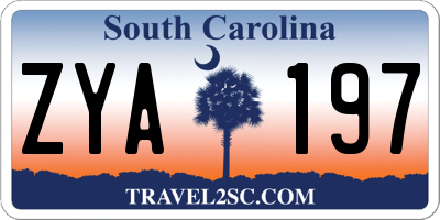 SC license plate ZYA197