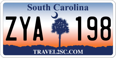 SC license plate ZYA198