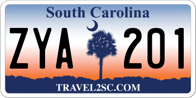 SC license plate ZYA201