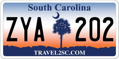 SC license plate ZYA202
