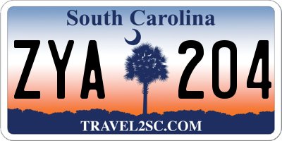 SC license plate ZYA204