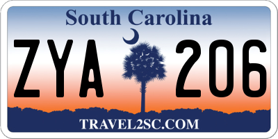SC license plate ZYA206