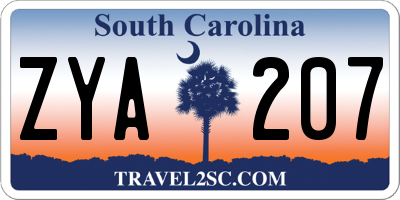 SC license plate ZYA207