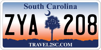 SC license plate ZYA208