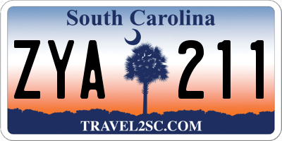 SC license plate ZYA211
