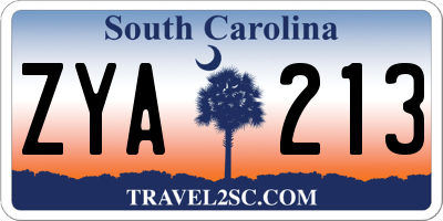 SC license plate ZYA213