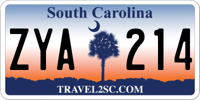 SC license plate ZYA214