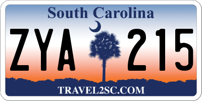 SC license plate ZYA215