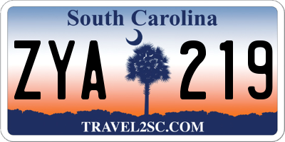 SC license plate ZYA219