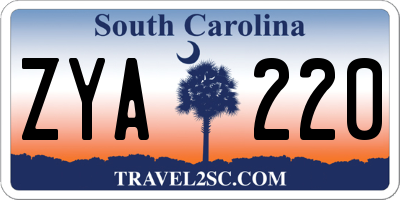 SC license plate ZYA220
