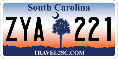 SC license plate ZYA221