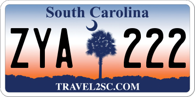 SC license plate ZYA222