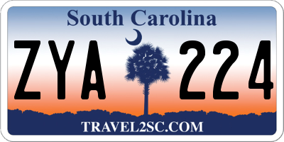 SC license plate ZYA224