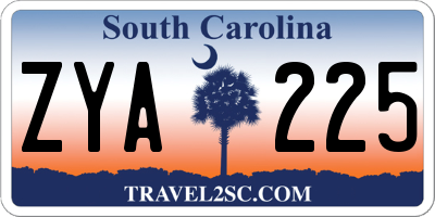 SC license plate ZYA225