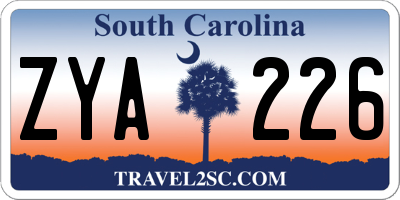 SC license plate ZYA226