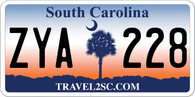 SC license plate ZYA228