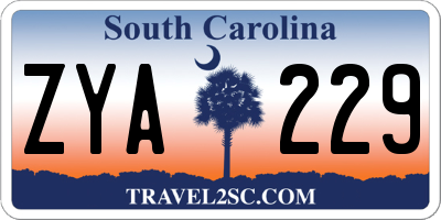 SC license plate ZYA229