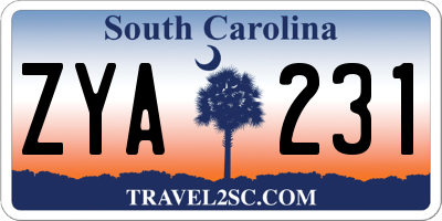 SC license plate ZYA231