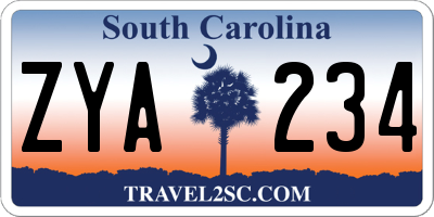 SC license plate ZYA234