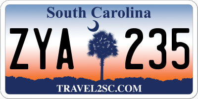 SC license plate ZYA235