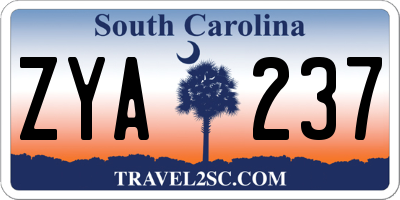 SC license plate ZYA237