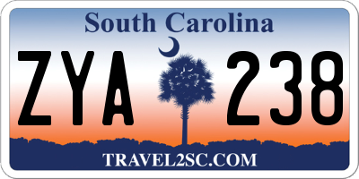 SC license plate ZYA238