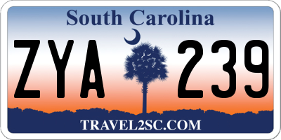 SC license plate ZYA239